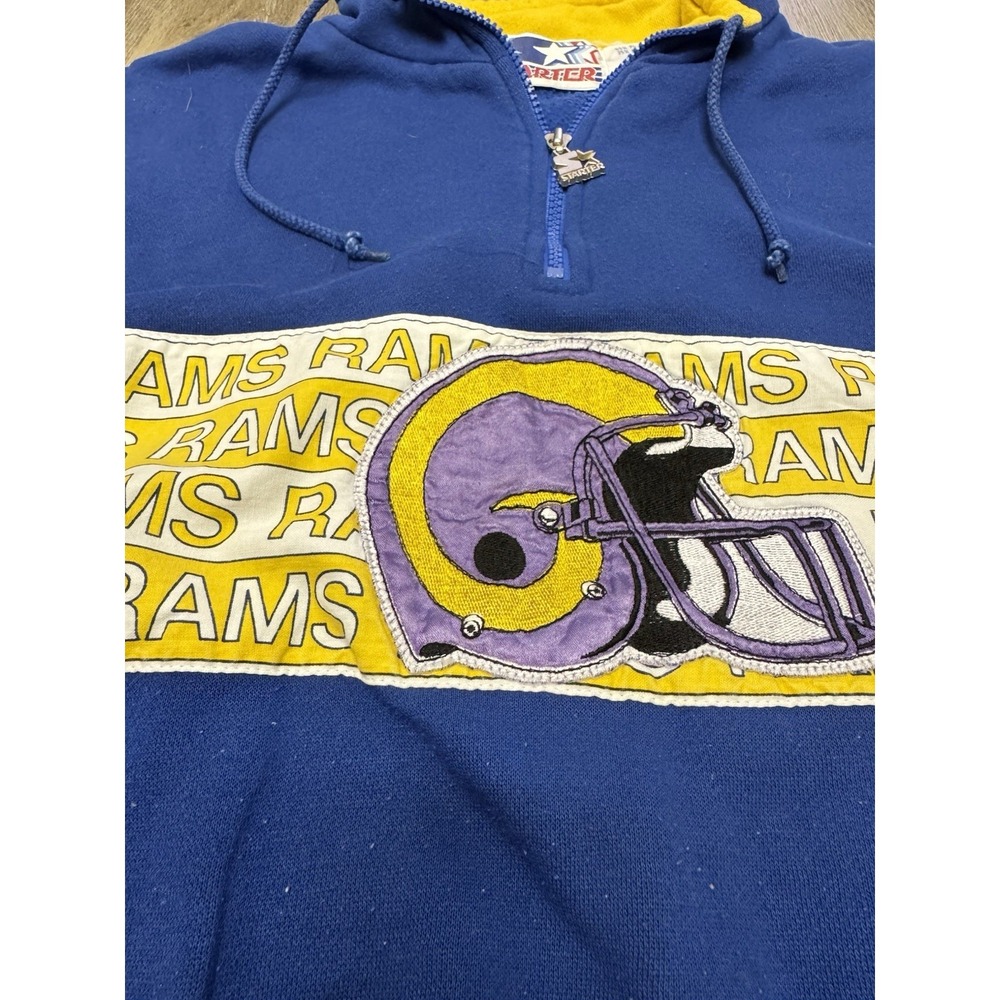 Vintage 90s Starter Los Angeles Rams Quarter Zip Pullover Men's XL - Picture 3 of 7